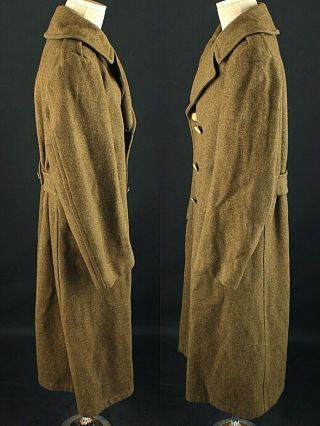 Men ' s 1940s WWII US Army Wool Overcoat 38 Reg Med 40s WW2 Vtg OD Trench Coat 3