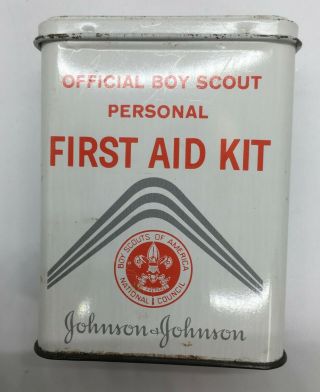 Vintage Official Boy Scout Personal First Aid Kit Tin & Halazone Pills