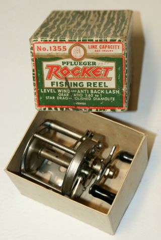 Vintage Pflueger Rocket model No.  1355 Casting Reel VG,  NR 2