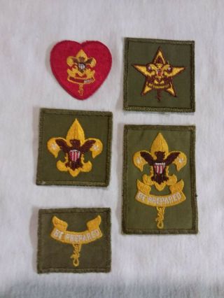 Vintage Boy Scout Rank Patches - Tenderfoot,  Second & First Class,  Star,  Life
