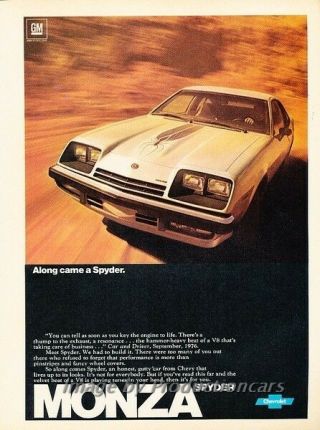 1977 Chevrolet Monza Spyder Chevy Advertisement Print Art Car Ad J816