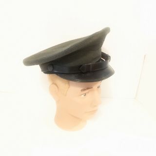 Vintage Us Army Military Uniform Dress Green Wool Visor Cap Hat With Tag