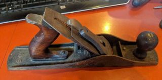 Vintage Stanley Bailey No.  5,  14 " Wood Plane Smooth Bottom Patent Apr19,  1910