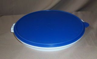 Vintage Tupperware 12 " Round Party Susan Divided Tray 405 With Blue Lid 2540