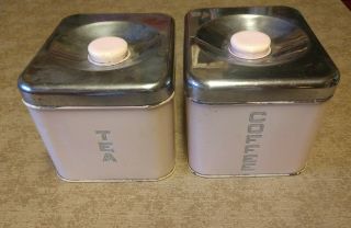 Vintage Repo Lincoln Beautyware Pink Coffee And Tea Canister Set With Lids Retro