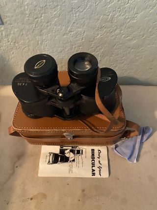VINTAGE BLACK Scope Binoculars 7x35 With Case 3