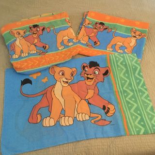 Complete Set - Vintage 90’s Disney Lion King Twin Bed Set - Flat Fitted Pillowcase
