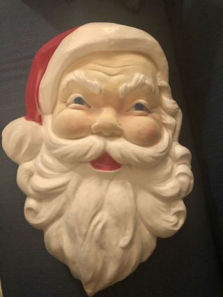 Vintage Blow Mold Santa Head Union Products 22”x14” Christmas Lighted Outdoor