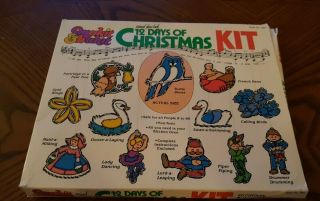 1981 Vintage Makit & Bakit 12 Days Of Christmas Kit Stained Glass Ornaments