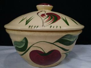 Vintage Watt Pottery Rooster Mixing Bowl Lid - With Apple 7 Bowl
