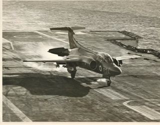 Very Fine Large Photograph Of A Buccaneer Landing On Hms Ark Royal
