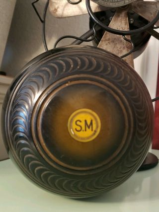 Antique Vintage Bakelite ? Bocce Lawn Bowling Ball Monogramed S.  M.