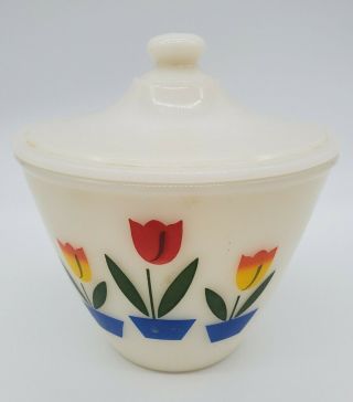 Vintage Fire King Tulip Grease Jar With Lid
