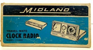 Vtg Midland Model 11 - 655 Travel Mate Clock Radio Retro Mid - Century Modern Japan