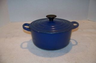 Vintage Le Creuset 18 Round Dutch Oven Blue As Found