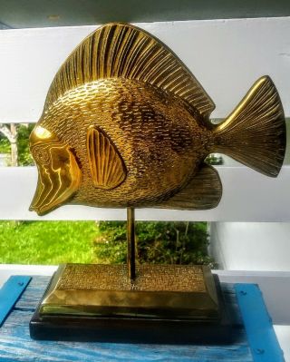 Frederick Cooper Vintage Mid Century Brass Fish Sculpture Nautical Beach Decor