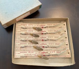 (box Of 5) Fishing Lure Antique Spinner.  5 Of 6 Remain On Cards