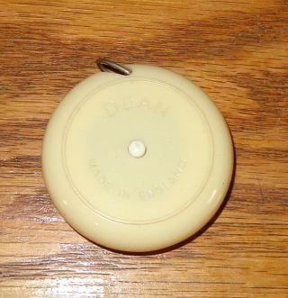 Old Vintage Dean England Plastic Sewing Measuring Tape With Push Button