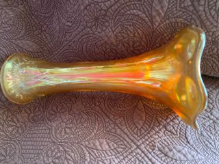 Vintage Imperial Beaded Bullseye Marigold Carnival Glass Vase 11 1/2 "