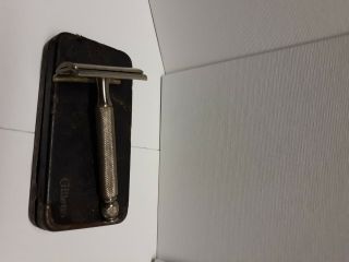 Vintage Gillette Safety Razor With Metal Case