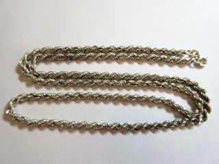 Vintage Sterling Silver 24 " Long Twist Link Necklace,  Chain - 13.  3g