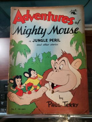 Adventures Of Mighty Mouse In Jungle Peril No.  5 Comic 5 July 1952 Vintage Old
