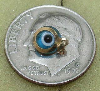Vintage Solid 14k Yellow Gold Small Blue All Seeing Eye Charm,  L@@k