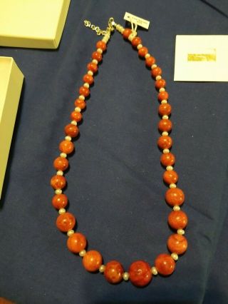 Vintage lee sands red bead necklace 3