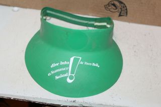 Vintage 1975 Taco Bell Huffer Visor Cap Hat Green Dive Into A Summer Salad Rare