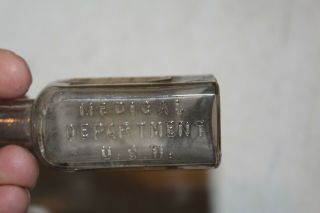 Vintage Usn Medical Department Us Navy Embossed Bottle Paper Label Rare