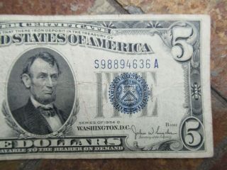 Vintage 1934 (D) 5 Dollar Silver Certificate 3