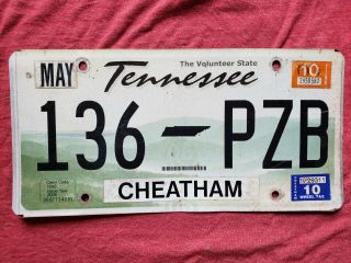 2010 Tennessee License Plate Cheatham County 136 Pzb