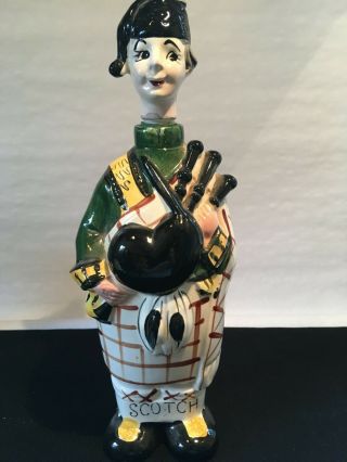 Vintage Figural Porcelain Ceramic Bag Piper Scotch Whiskey Decanter Bottle