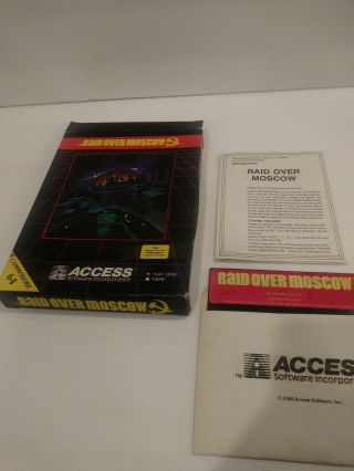 Vintage Commodore 64 Raid Over Moscow Disk Game,  Box & Instructions Hard 2 Find