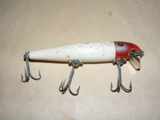 VINTAGE 4 - 1/4 CE Pflueger Palomine Red Head White Body with Sparks 2