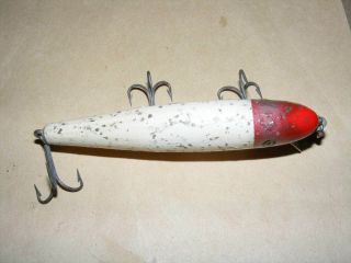 VINTAGE 4 - 1/4 CE Pflueger Palomine Red Head White Body with Sparks 3