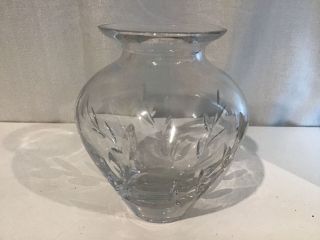 Vintage.  Royal Doulton Crystal Clear Glass Vase With Engraved Floral Design 454