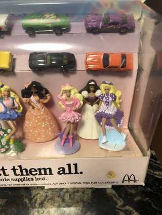 Vintage McDonald ' s Hot Wheels and Barbie Happy Meal Complete Toy Display 1991 2