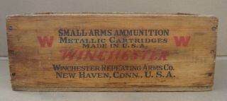 Vintage Winchester Small Arms Ammunition 22 Short Wooden Ammo Box Crate