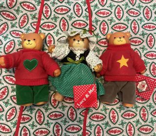Vintage Lucy & Me Bears Set Of 3.  Enesco 1985,  1984,  Ready For Christmas Holiday