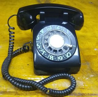 Vintage 1960s Western Electric C/d 500 6/64 Black Rotary Dial Desktop Telephone