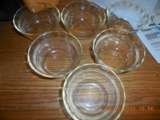 6 Vintage Pyrex Clear Custard Cups 6oz Dessert Bowls