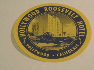 Hollywood,  Ca. ,  Roosevelt Hotel Luggage Vintage Label 9/23