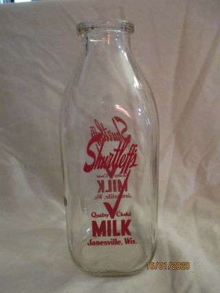 1 Quart Vintage Milk Bottle Shurtleff 