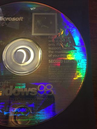 Microsoft Windows 98 Se Install Cd - Vintage Oem Software Disk