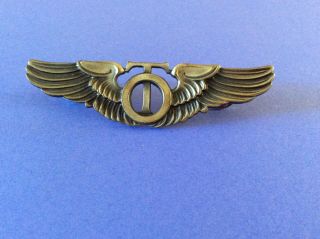 Vintage Us Military Air Force Pilot Silver Technical Observer Wing Pin