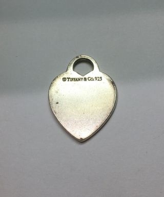 Vintage Tiffany & Co Sterling Silver Classic Plain Heart Tag Pendant Size 1.  10“