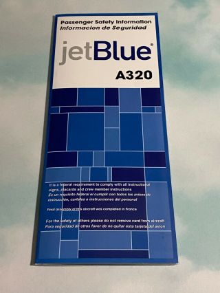 Jetblue Airbus A320 Safety Card - 3/07