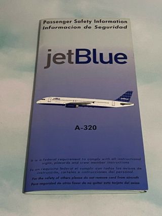 Jetblue Airbus A320 Safety Card - 11/00