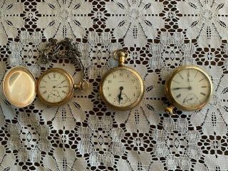 3 Vintage Waltham Pocket Watches.  2 Work 1 Doesn 